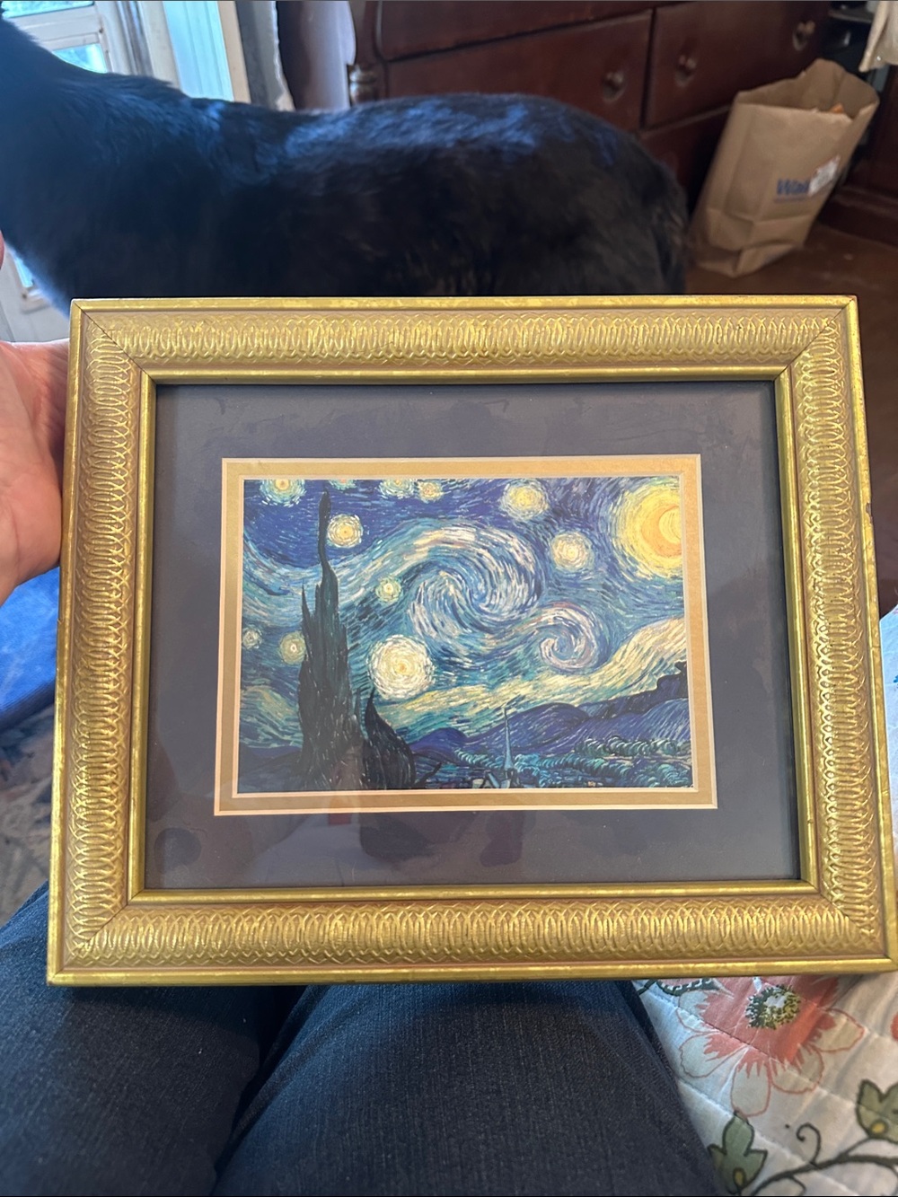 Framed 'Starry Night' Inspired Wall Art in Gold Frame